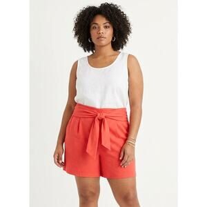 JENNIFER LAUREN Women's Vintage Retro Shorts 2XL Polyester Coral Summer